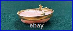 BEAUTIFUL RARE Antique-Vintage 18K yellow gold pink coral cameo brooch/pendant