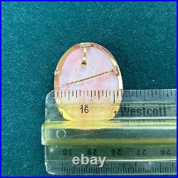 BEAUTIFUL RARE Antique-Vintage 18K yellow gold pink coral cameo brooch/pendant