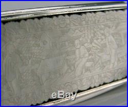BEAUTIFUL RARE SOLID SILVER CHINESE GAMING TOKEN TOPPED SNUFF BOX c1950