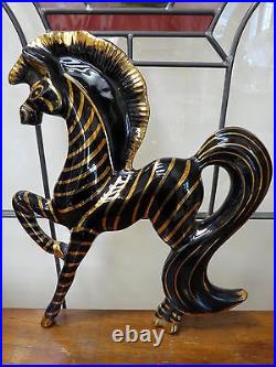 BEAUTIFUL & RARE Vintage 50s 60s Prancing ZEBRA Horse w LONG TAIL Wall Plaque