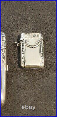 BEAUTIFUL Rare Set cigarette case and pyrogen lighter solid silver case sterling