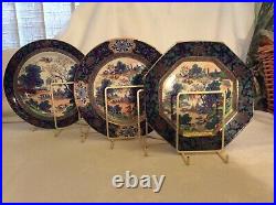 BEAUTIFUL Set Of Three RARE ANTIQUE BOOTHS SILICON CHINA MING PATTERN 9 PLATE