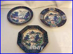 BEAUTIFUL Set Of Three RARE ANTIQUE BOOTHS SILICON CHINA MING PATTERN 9 PLATE