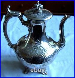 BEAUTIFUL VERY RARE ANTIQUE SHAW & FISHER SHEFFIELD SILVER PLATED TEAPOT c. 1880