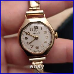 Beautiful 9ct gold record rare antique winding Watch 375 vintage