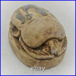 Beautiful Ancient Egyptian Glazed Faience Scarab Bead Seal Rare