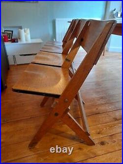 Beautiful And Rare 1940's Antique Solid Wood Cinema Style Church Pew Seats