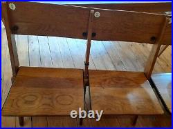 Beautiful And Rare 1940's Antique Solid Wood Cinema Style Church Pew Seats