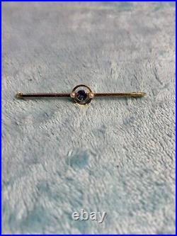 Beautiful Antique 15ct Solid Gold Brooch with Sapphire and Pearls / Rare