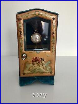 Beautiful Antique 1800s French Sedan Chair Pocket Watch Holder Doll Box RARE
