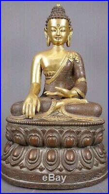 Beautiful Antique Chinese /Tibetan Carved Gilt Bronze Buddha Rare