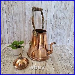 Beautiful Antique Copper Hanging Kettle Coffee Pot Hammered Rare Pot Farmhouse