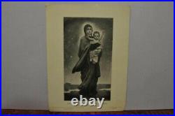 Beautiful Antique Engraving 2230 CM Mother With Son Rare Black And White Art