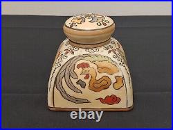 Beautiful Antique Hand Painted Nippon Covered Inkwell 4 Tall RARE