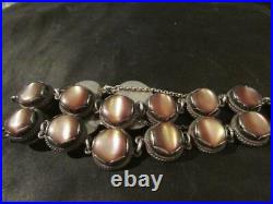Beautiful Antique Quality Rare Solid Silver & Brown Cats Eye Moonstone Bracelet