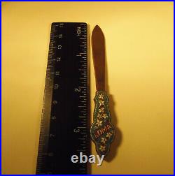 Beautiful Antique Rare Italian Micro Mosaic Floral Letter Opener/Page Marker