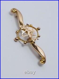 Beautiful Antique Solid 9ct Gold Sweetheart Brooch Rare -1.6g rose gold & yellow