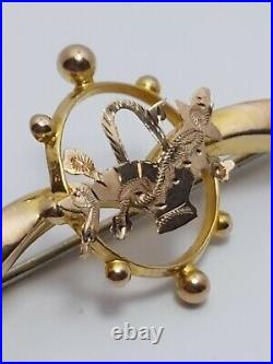 Beautiful Antique Solid 9ct Gold Sweetheart Brooch Rare -1.6g rose gold & yellow