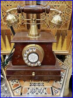 Beautiful Antique Telephones Wood Desk Phone Brass Electric Wooden Rare Call