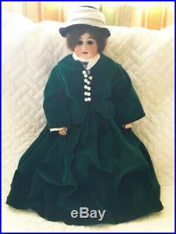 Beautiful Antique Victorian Girl's Doll Bisque Porcelain Leather Bodied Rare