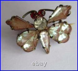 Beautiful Antique Victorian Saphiret Glass Butterfly Brooch. Bug Insect. Rare