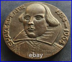 Beautiful Antique and rare bronze medal of Shakespeare 1564-1616