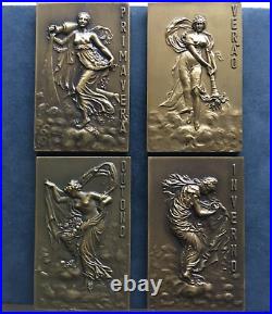 Beautiful Antique rare collection of 4 bronze medals The 4 Seasons of the Year