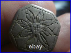 Beautiful Button Sterling Silver Swastika XVIII Century Very Rare