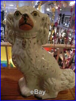 Beautiful Early Big Rare Antique Staffordshire Spaniel Dog's