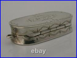 Beautiful English Oblong Sterling Silver Vinaigrette Antique 1870 Rare