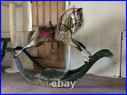 Beautiful Exquisite Rare Antique Bow Rocking Horse Extra Carved