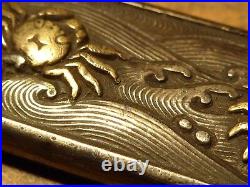 Beautiful High Quality Japanese Samurai Rare Silver Kozuka With Crabs And Waves