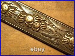 Beautiful High Quality Japanese Samurai Rare Silver Kozuka With Crabs And Waves