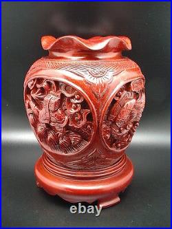 Beautiful Pot On Base Wood Rare Dragon Phenix Tortoise Kirin 3,5kg Fengshui