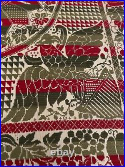 Beautiful RARE Antique Jacquard Coverlet 4 Color Unsigned Eagle Shield Fruit Red