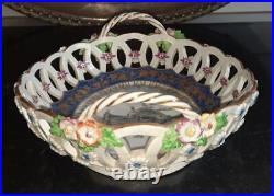 Beautiful & Rare 18th C Worcester James Giles Decorated Chestnut Basket C1751+