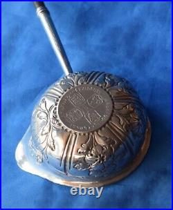 Beautiful Rare 18th Century Solid Silver George II Coin Insert Punch Ladle 1758