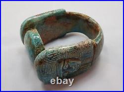 Beautiful Rare Ancient Huge Faience Glazed Goddess Hathor Egyptian Arm Bracelet