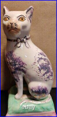 Beautiful Rare Antique 19c Old Staffordshire Ware England Mantle Cat