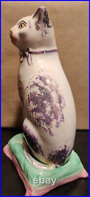Beautiful Rare Antique 19c Old Staffordshire Ware England Mantle Cat