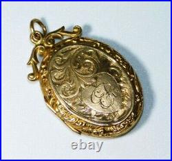 Beautiful, Rare Antique 9ct Gold Engraved Er Victorian Mourning Pendant Locket