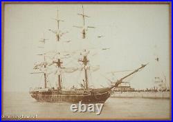 Beautiful Rare Antique Albumen Photograph of American Military Clipper Ship