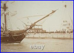 Beautiful Rare Antique Albumen Photograph of American Military Clipper Ship