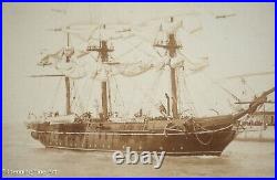 Beautiful Rare Antique Albumen Photograph of American Military Clipper Ship