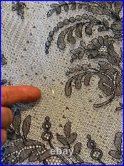 Beautiful Rare Antique Black Chantilly Lace Some Damage With Age