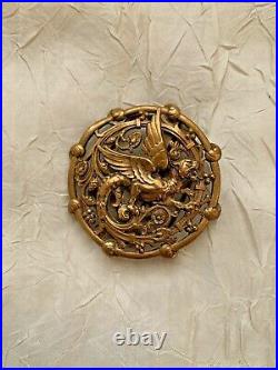 Beautiful Rare Antique Brooch / Clip Dragon or Chimaera flying 4.5cm