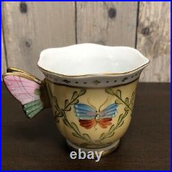 Beautiful Rare Antique Butterfly Handle Cup Pair Set Excellent