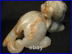 Beautiful Rare Antique Chinese Jade Carving Figure Of A Recumbent Dragon Pi Xiu