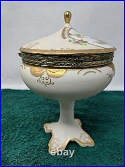 Beautiful Rare Antique Dresser Powder/ Trinket Jar with Removable Pedestal