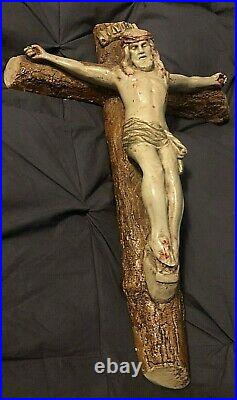 Beautiful Rare Antique Franciscan Nuns Convent Plaster Crucifix 20